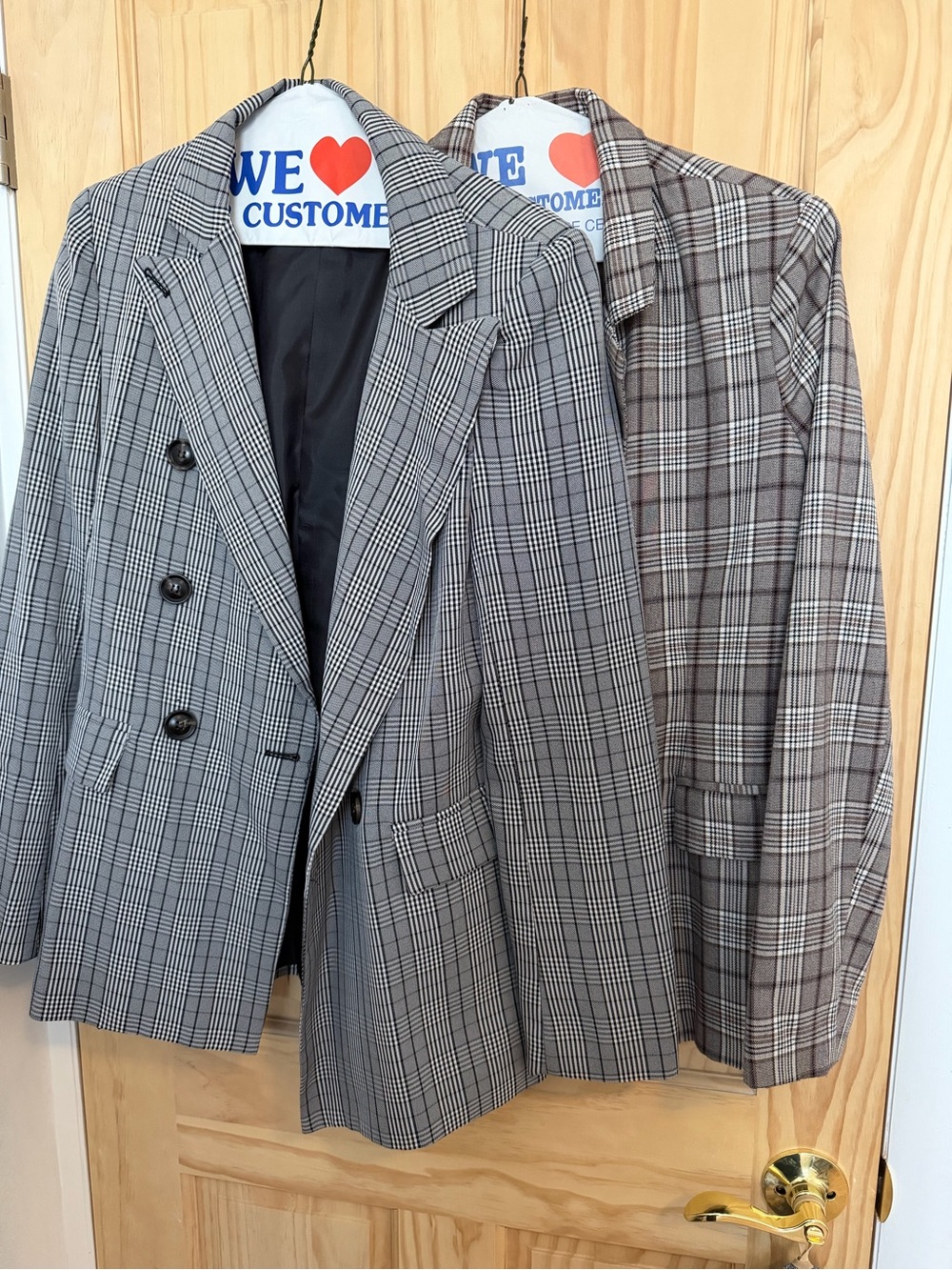 Classic Gray Plaid/ Brown Plaid Women’s Blazers